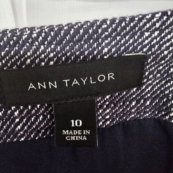 Ann Taylor Pencil Skirt Navy Blue Marled Office Classic Coquette 10 - Picture 10 of 13